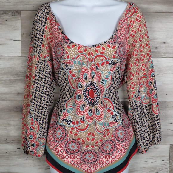 Heart‎ Soul* Women's 3/4 Sleeve V-Neck Pointed Hem Pullover Blouse~ Size X-Large - Picture 1 of 12